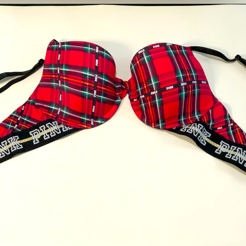 Red Plaid Pink Victoria Secret Bra 32D
